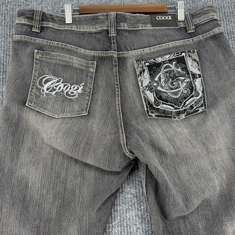 Coogi Jeans Womens 22W / Mens 42 Gray Y2K Distressed Stretch Denim Embroidered